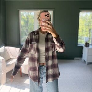 Abercrombie & Fitch Women’s Purple and White Plaid Shirt